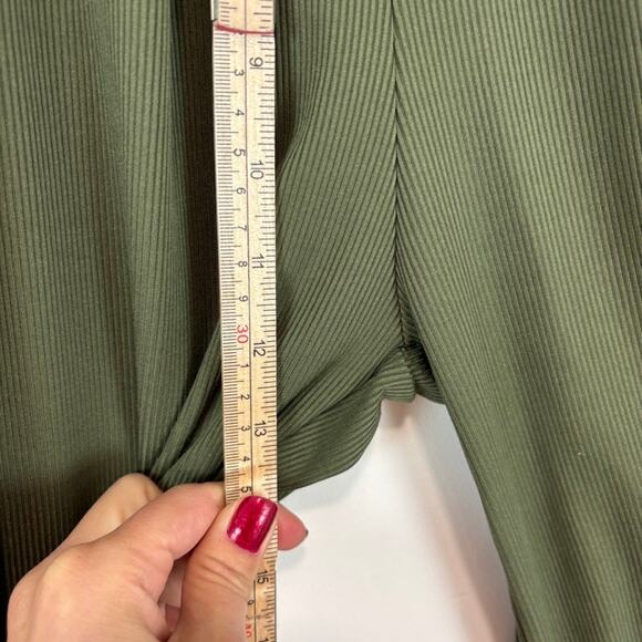 CIDER Wide Leg Pants Pleated Ribbed Pull On Green M - Picture 7 of 8